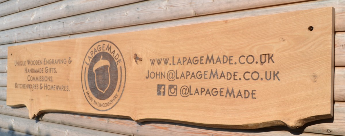 Extra Long Laser Engraved Branded Waney Edged Sign