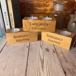 English Oak 2 T Light Candle Holder Engraved