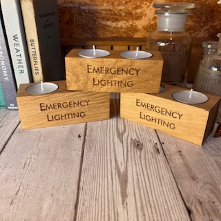English Oak 2 T Light Candle Holder Engraved