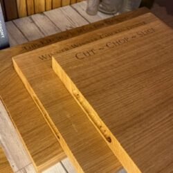 English Oak Square Edge Solid Single Piece Engraved Peronalised Chopping Board Block