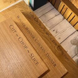 English Oak Square Edge Solid Single Piece Engraved Peronalised Chopping Board Block