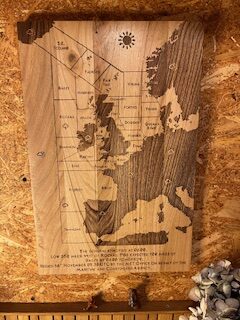 English Chestnut Engraved Wooden Large Shipping Forecast Picture Wall Art