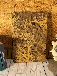 English Oak Engraved Wooden Tree Woodland Picture Wall Art