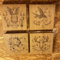 English Oak Engraved Wooden Season Spring Summer Autumn Winter Hare Swallow Phesant Stag Picture Wall Art