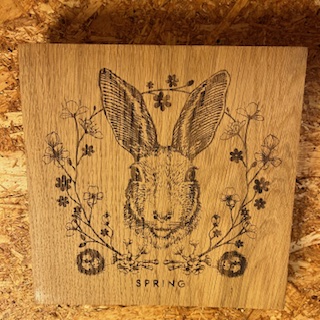English Oak Engraved Wooden Season Spring Hare Picture Wall Art