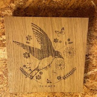 English Oak Engraved Wooden Summer Season Swallow Picture Wall Art