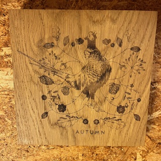 English Oak Engraved Wooden Autumn Season Pheasant Picture Wall Art