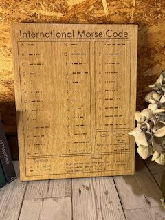 English Oak Engraved Wooden International Morse Code Picture Wall Art