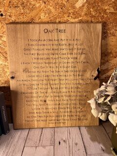 English Oak Engraved Wooden Oak Poem Picture Wall Art