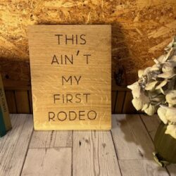English Chestnut Engraved Wooden First Rodeo Picture Wall Art
