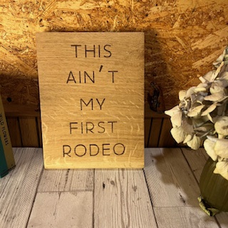 English Chestnut Engraved Wooden First Rodeo Picture Wall Art