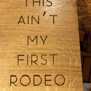 English Chestnut Engraved Wooden First Rodeo Picture Wall Art