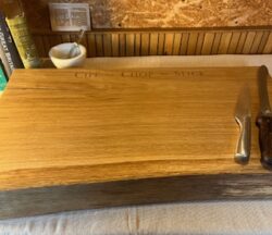 Personalised Hardwood Engraved Extra Large Single Piece Waney Edge Solid Oak Chopping Board Block
