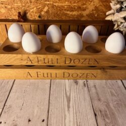Engraved English Oak Wooden 12 Twelve Egg Cup Holder A Full Dozen