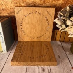 Engraved English Oak Wooden Pork Pie Personalised Display Chopping Board