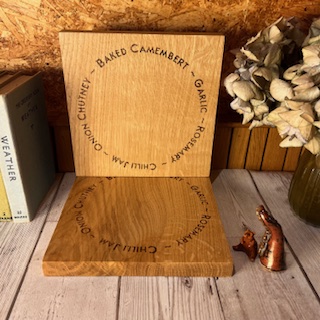 Engraved English Oak Wooden Baked Camembert Personalised Display Chopping Board