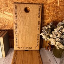 Engraved English Oak Wooden Personalised Cheese Board Generic Cheeses