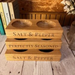 Engraved English Oak Wooden Personalised Double Pinch Pot