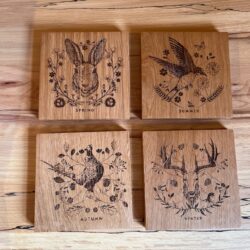 English Oak Engraved Season Coaster